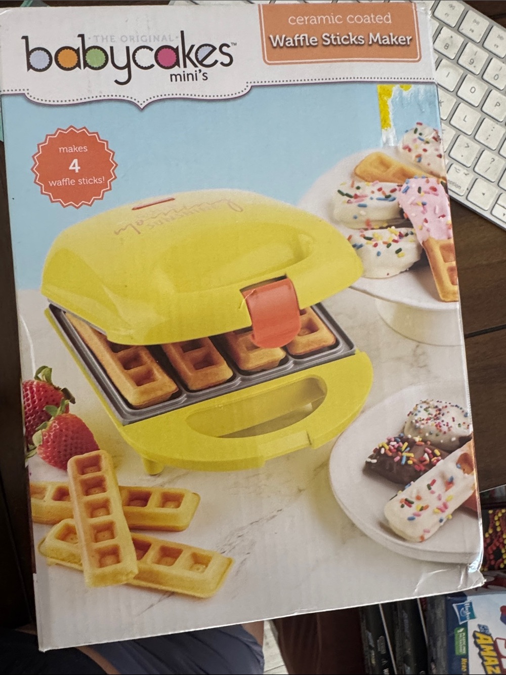 Mini Ceramic-Coated Waffle Sticks Maker - Yellow